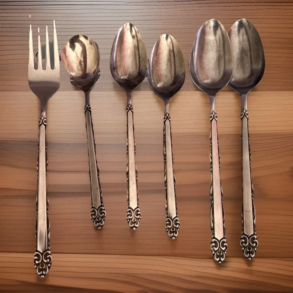 Ekco Eterna Mary Ellen Flatware Stainless Vintage Japan Spoons Fork Lot Of 6
